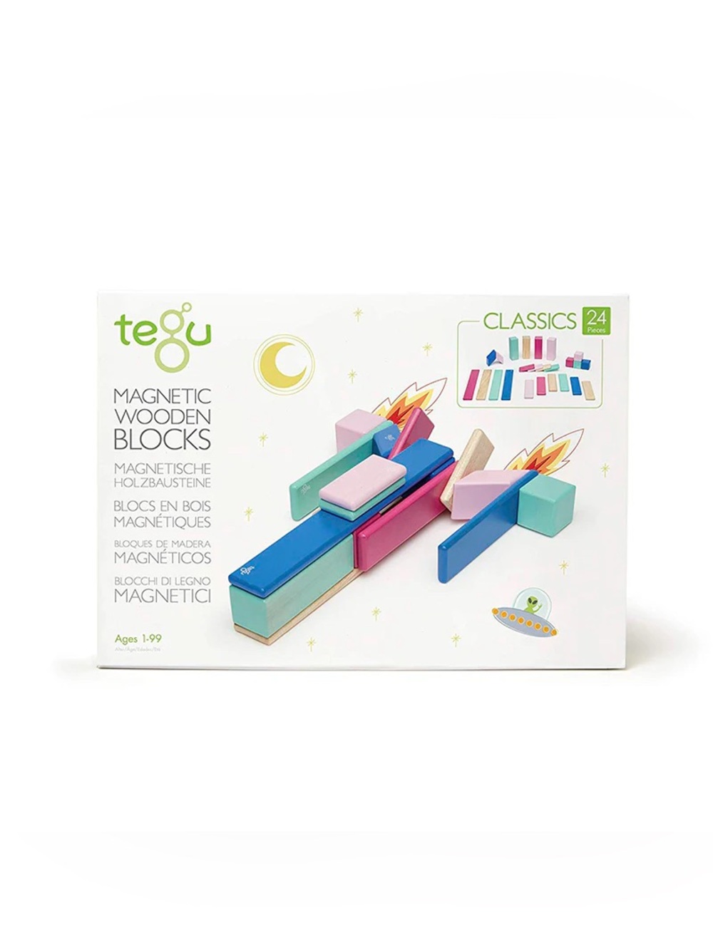 TEGU 24 PIECE MAGNETIC WOODEN BLOCK BUILDING SET, BLOSSOM